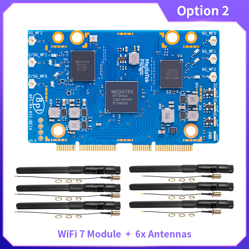 Bananapi Bpi R4 Wifi 7 - BPI-R4-NIC-BE14 WiFi 7 modul dengan antena