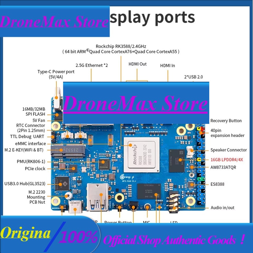 DroMaRockchip Single Board RK3 - Orange Pi 5 Plus 32Gb ulasan dan harga